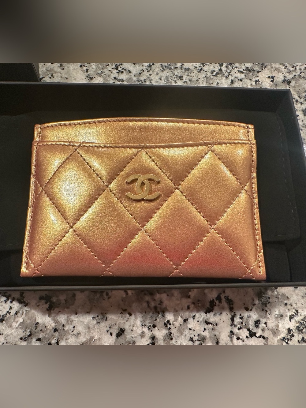 $975! Chanel Lambskin Classic Flat Card Holder Gold 23C. UNUSED. FREE SHIPPING!